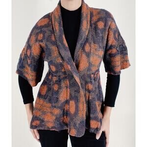 Axcess Multicolor Burnt Orange Short Sleeve Knit Cardigan Size Small